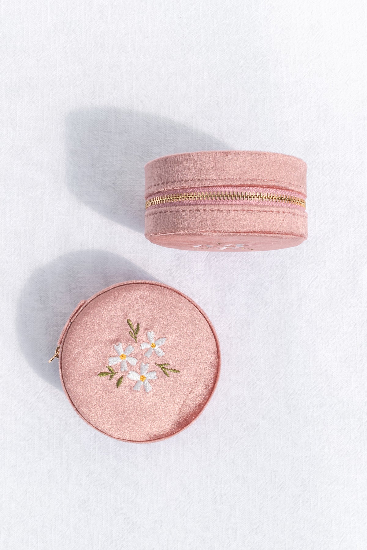 small jewelry box for rings and necklaces. pink velvet. perfect gift idea for someone who loves france.