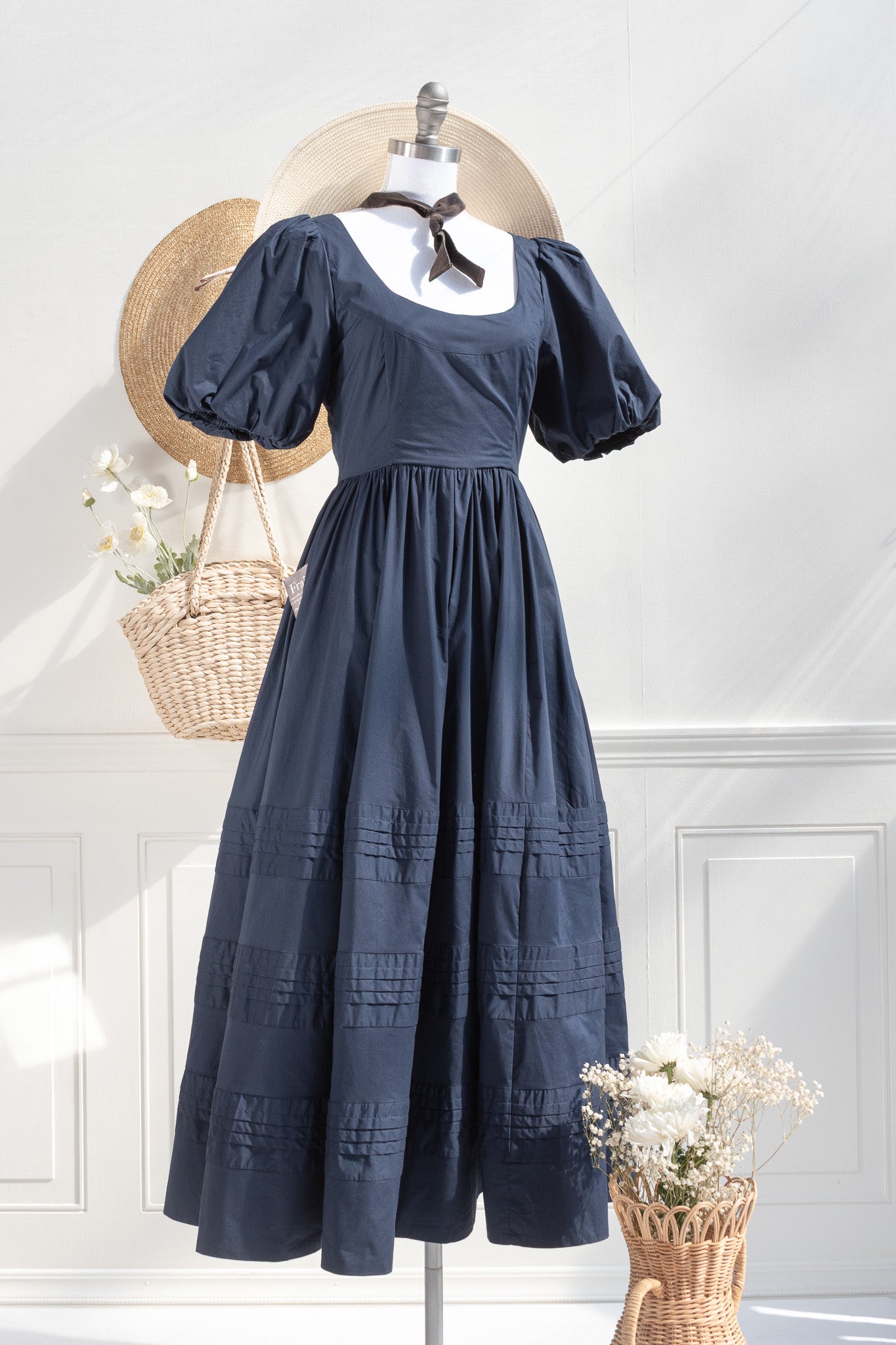 navy blue dress with white lace trim Rare London navy blue and white lace dress