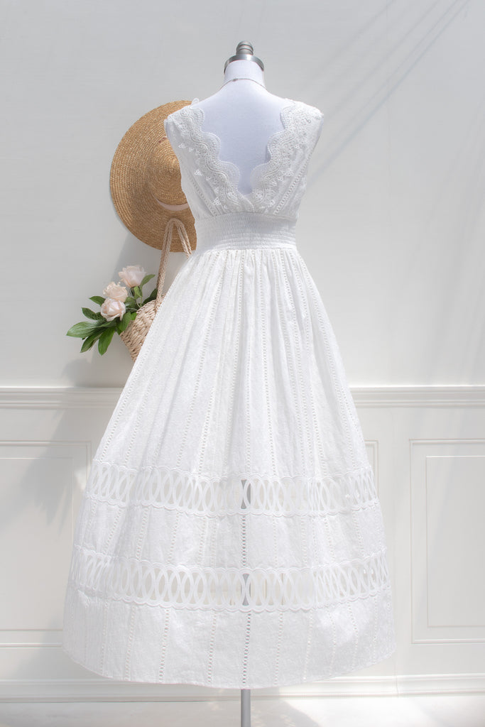 mlle gabrielle white dress The Gabrielle Dress | White Eyelet Lace Midi Dress