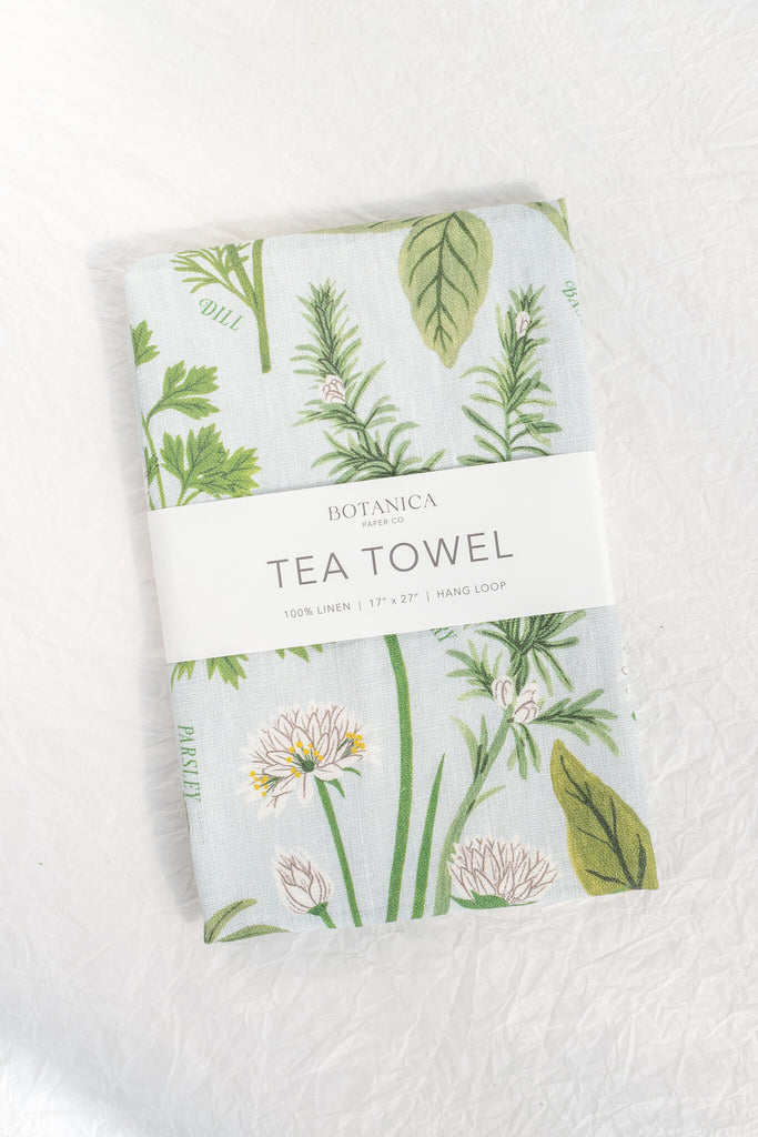 french inspired kitchen towel - herb motif. 