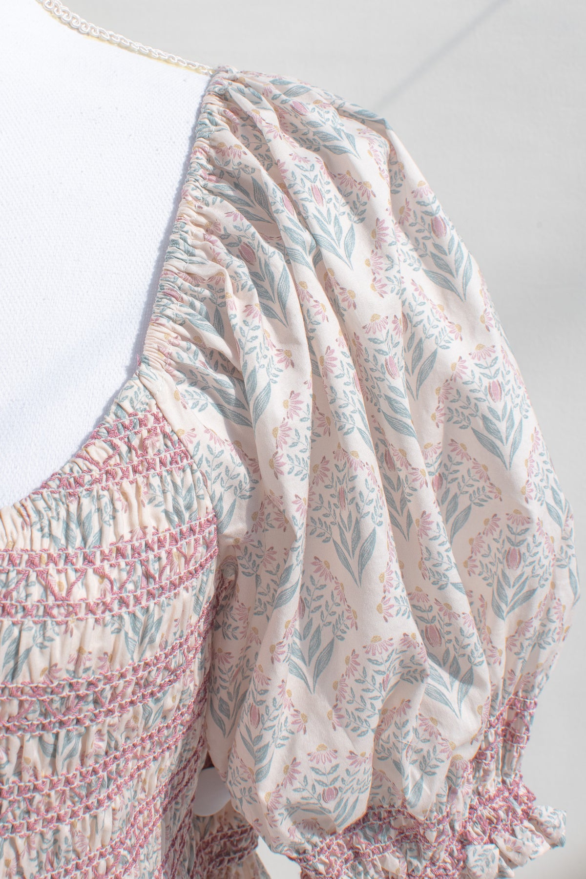 Soft puff sleeve with elastic cuff on Camille dress