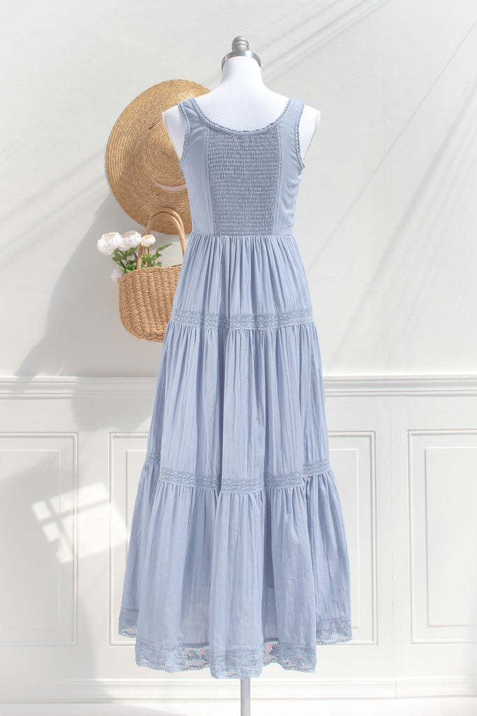 dusty blue midi dress Iris Cotton Maxi Dress