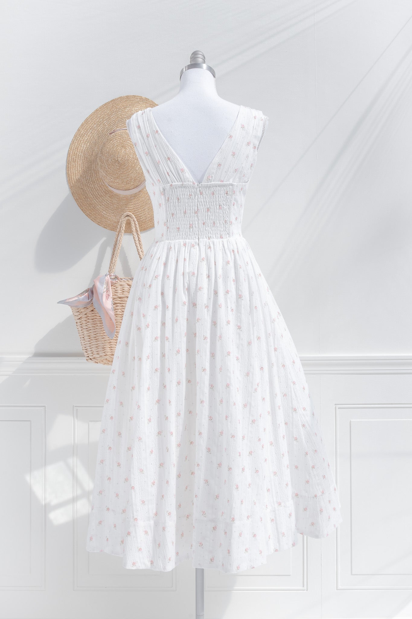 knee length dresses for ladies Keely Cotton Sleeveless Midi Dress - White main image 1