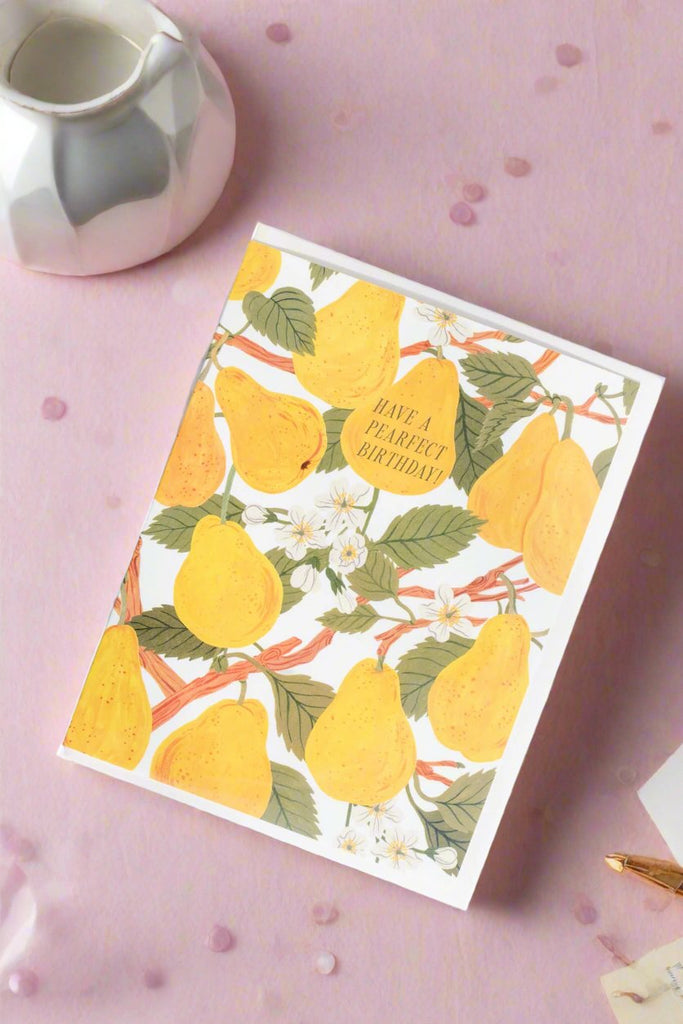 unique birthday card for friend. fruit motif. 
