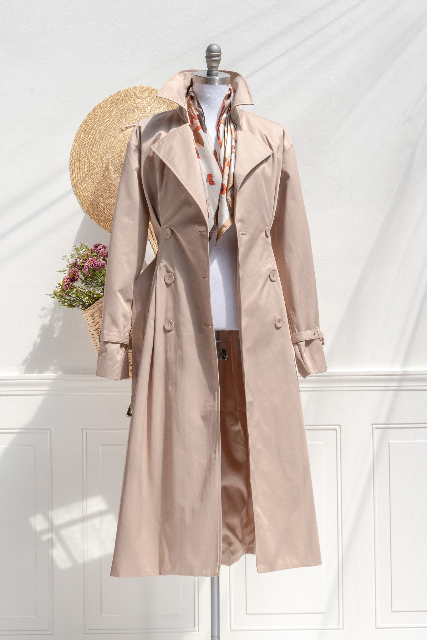 Charlotte Fit-and-Flare Trench Coat – Sand | Amantine
