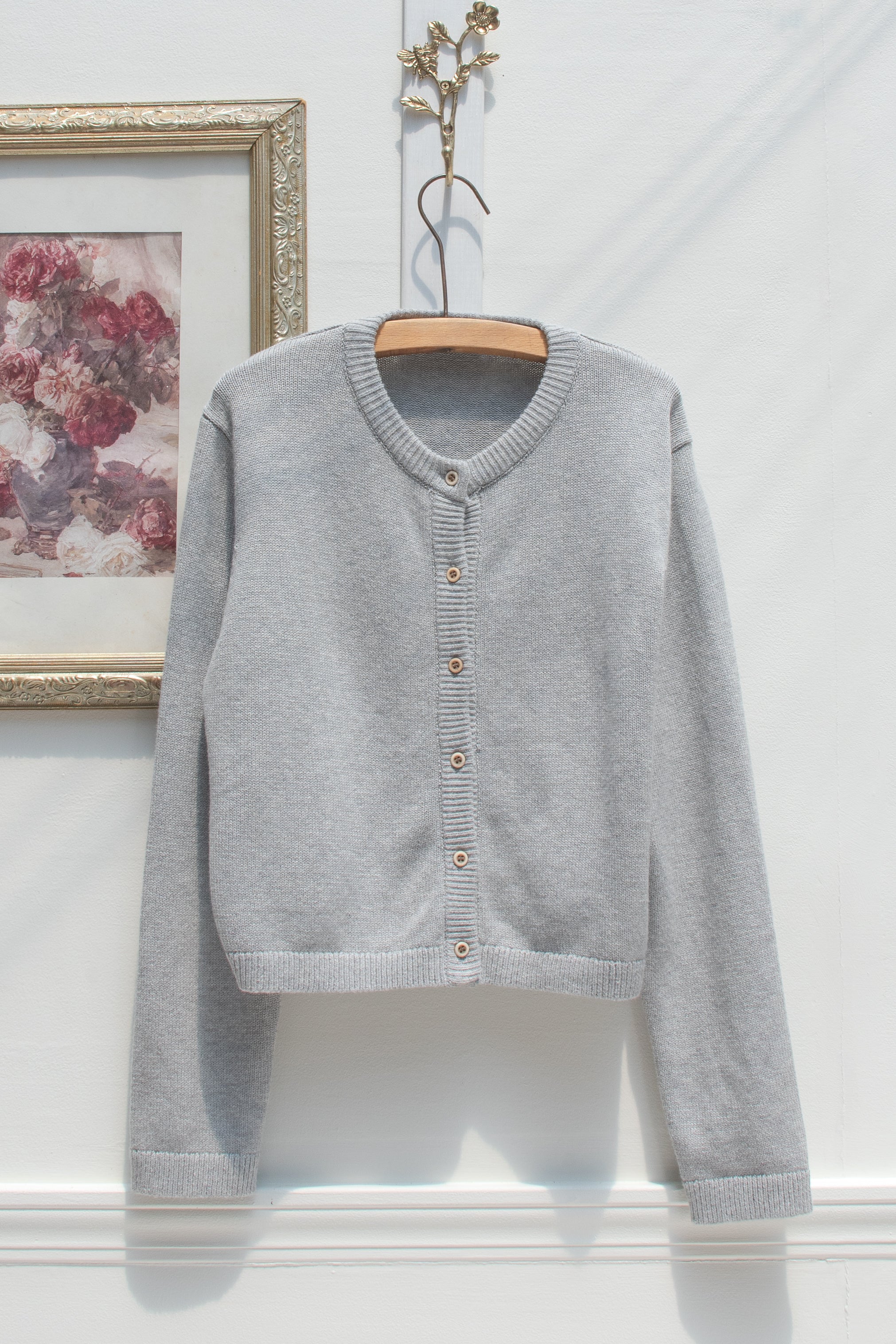 カーディガン cotton wool cardigan Gray Cotton Wool Cropped Cardigan - Adrienne | Amantine