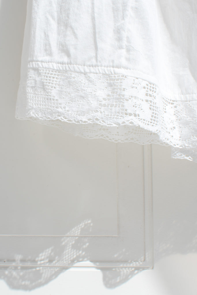 White Cotton Midi Dress Corset Bodice Lace Trim | Amantine Medium White Cotton Midi Dress Corset Bodice Lace Trim | Amantine Medium