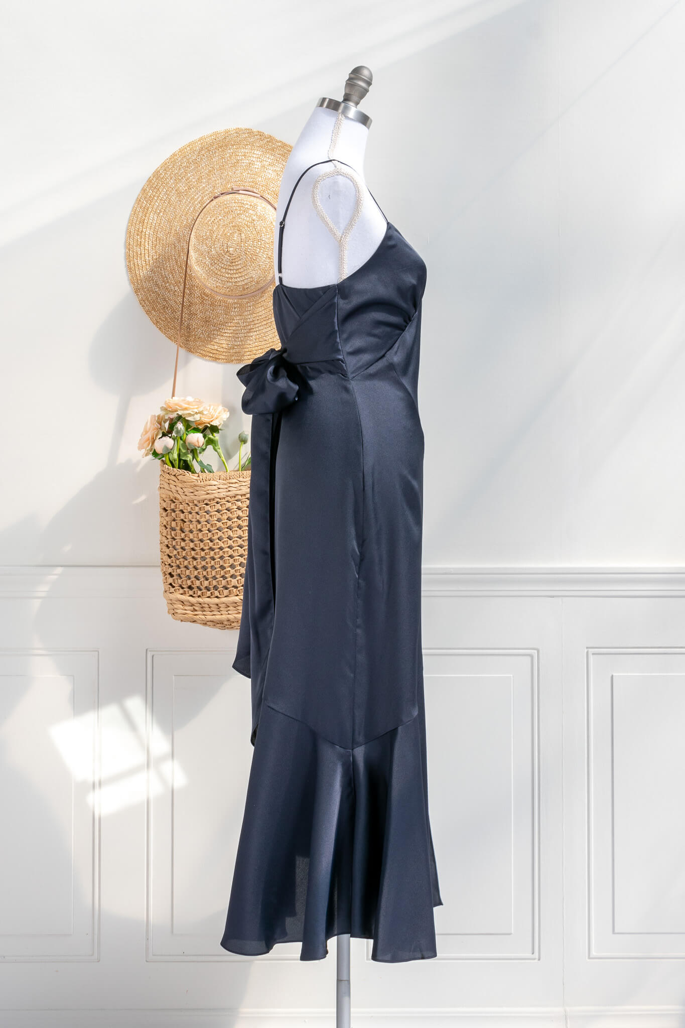 wedding guest dresses navy blue Strapless Navy Blue Sweep/Brush Train Wedding Guest Dress
