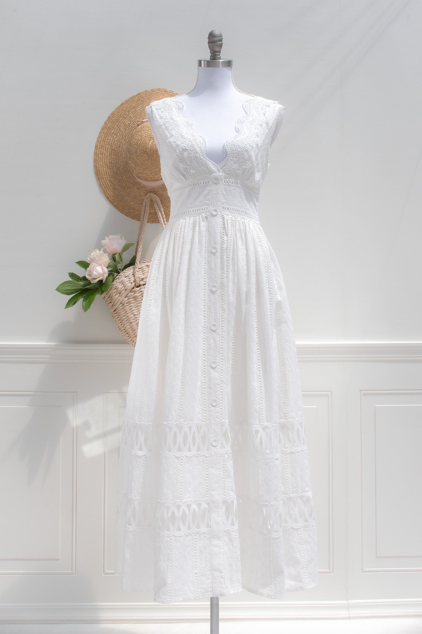 black diamond dress Faithfull Meline Maxi Dress in White