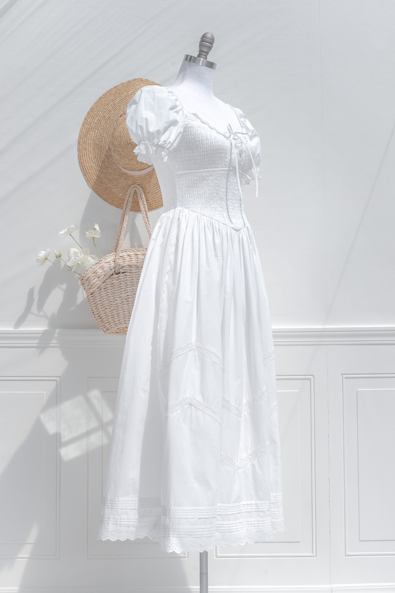 white cotton lace dress Whimsical White Lace Cotton Dress For Women Online