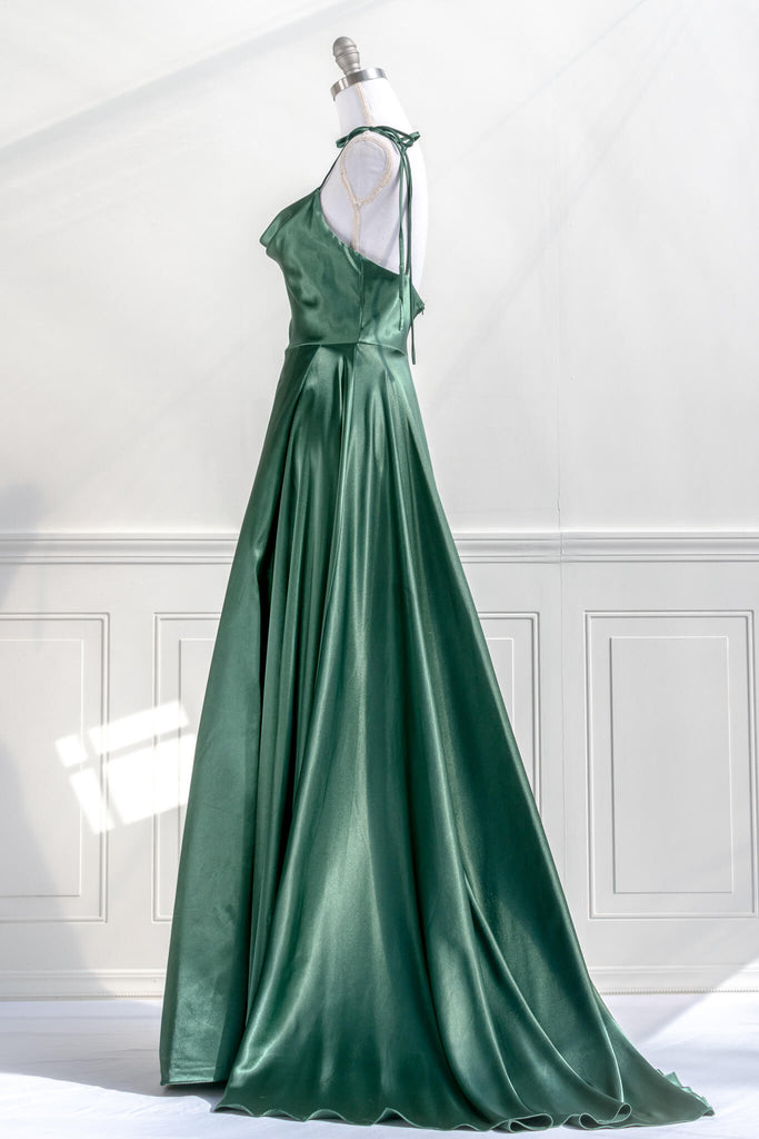 prom dresses 2023 - long satin emerald green dress - amantine french dress