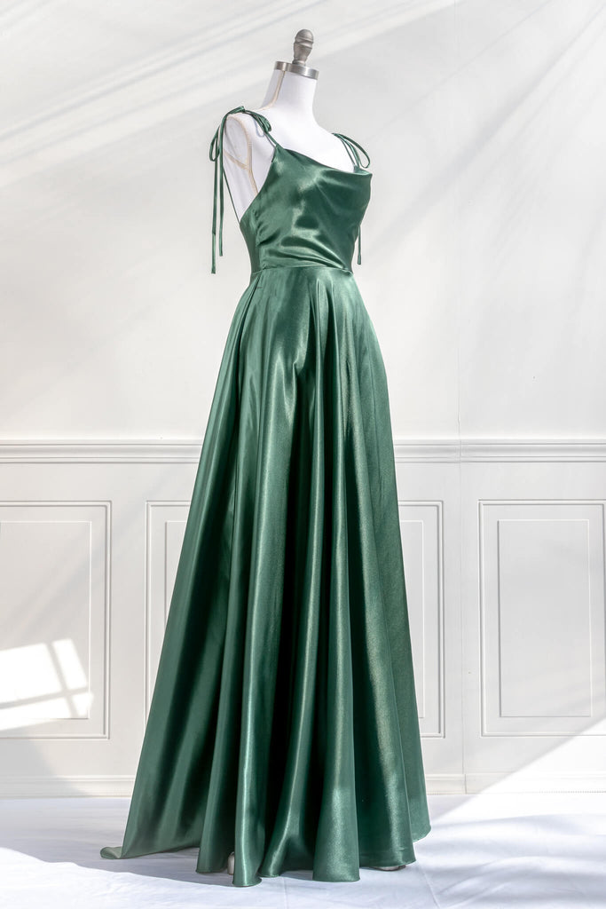 prom dresses 2023 - long satin emerald green dress - amantine french dress