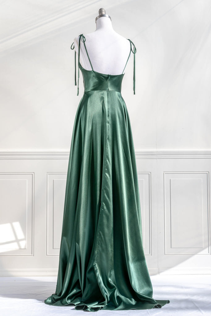 prom dresses 2023 - long satin emerald green dress - amantine french dress