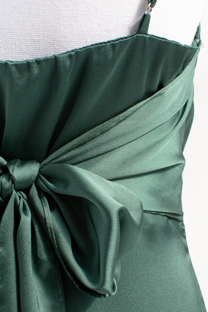 romantic emerald green bias cut 1930s vintage style slit sexy event holiday dress - atonement green dress